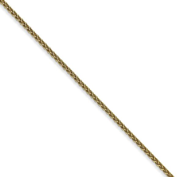 1.2mm 10k Yellow Gold Solid Wheat Chain Necklace, 16 Inch